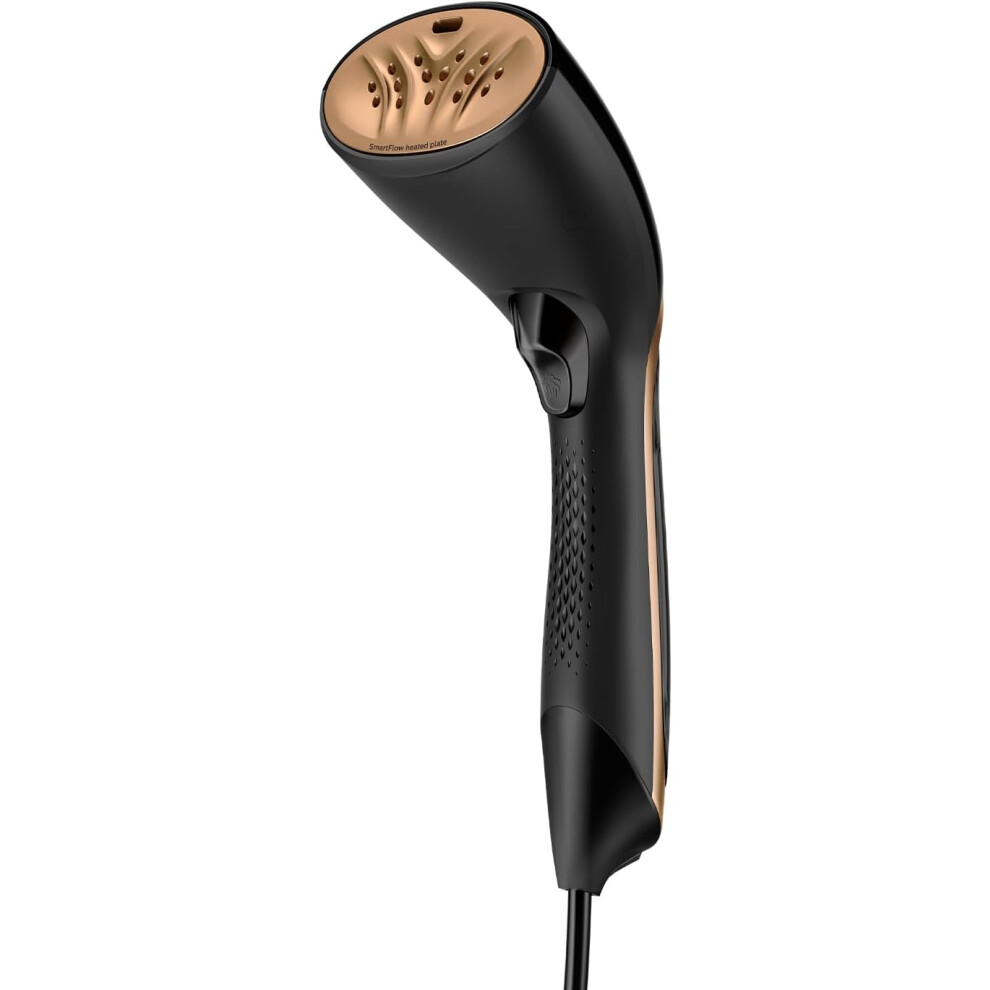 Steam&Go Plus Handheld Clothes Steamer, Vertical and Horizontal Garment Steamer, No Ironing Board Needed, 0.07 Litre, 1300 W, Black/Copper, GC362/86