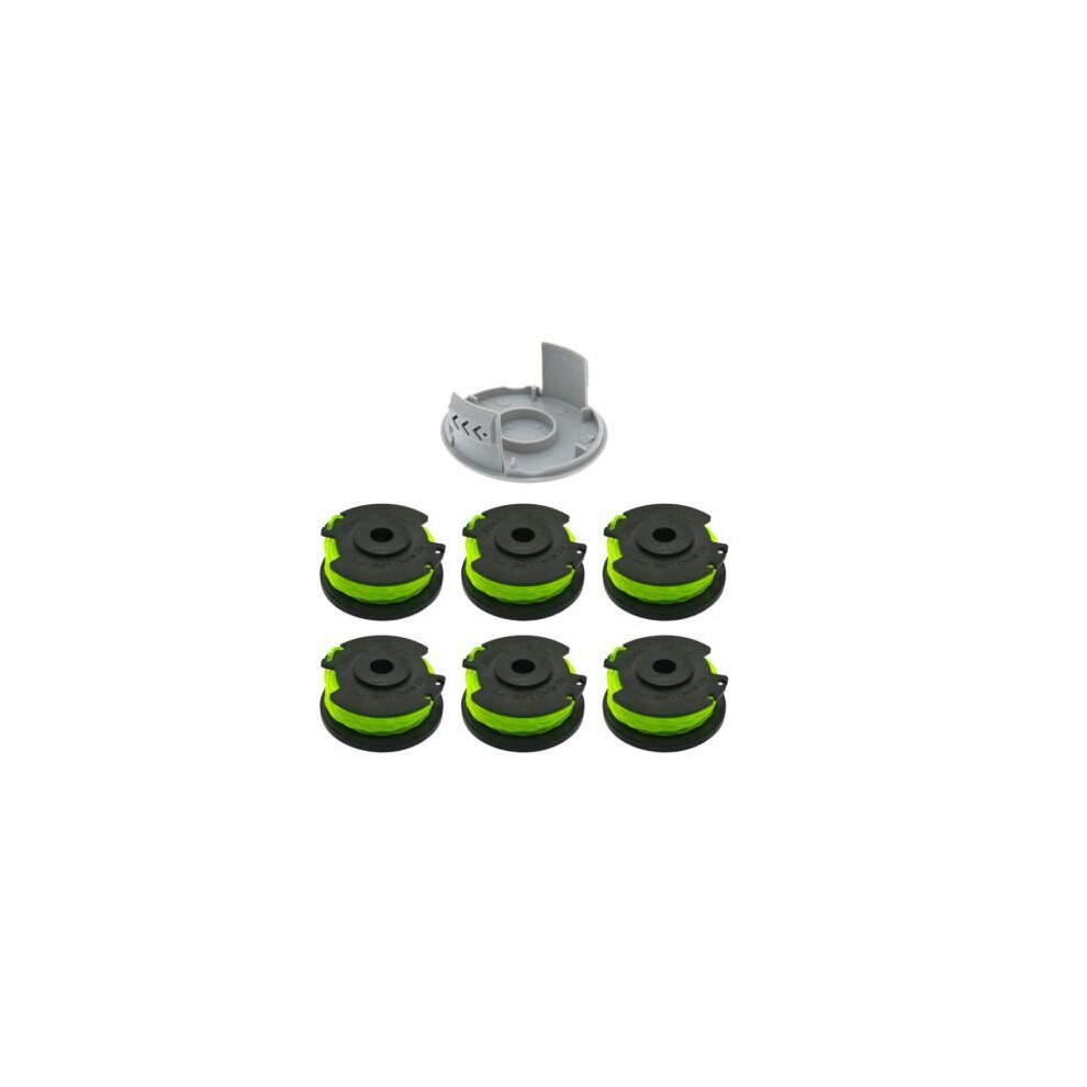 Replacement Spool for Ryobi RAC143 Brushcutter - Pack of 6 Spools + 1 Cap