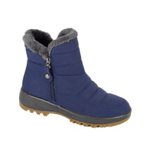 (UK Size 4, Navy) Boulevard L587 Ladies Faux Fur Thermal Lined Zip Casual Ankle Boots