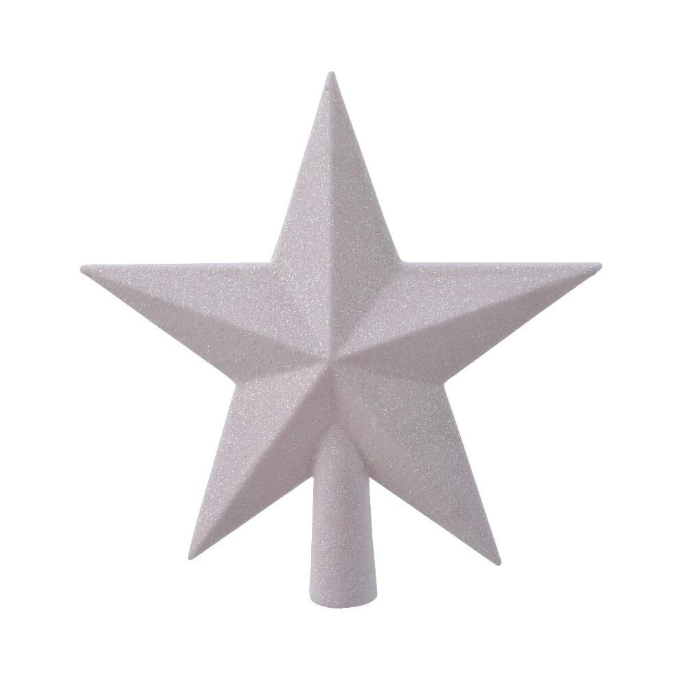 White Glitter Tree Topper Star Plastic Shatterproof Decoration 19cm