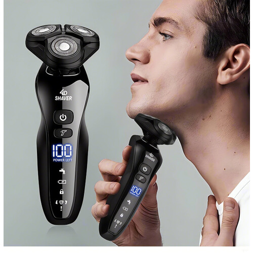 Men's electric shaver with advanced blade technology, suitable for wet and dry use, equipped with LED display, perfect gift for Father's Day