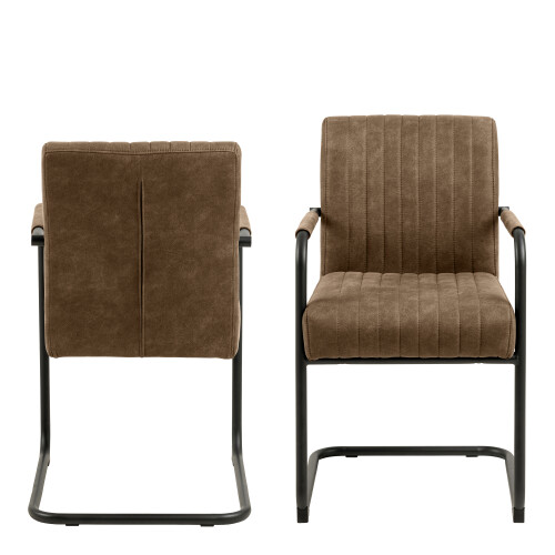 Adele Dining Chair in Light Brown Fabric Set of 2 1