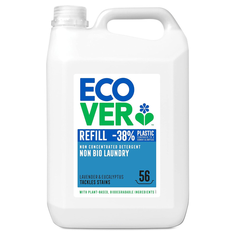 Ecover Non-Concentrated Non-Bio Laundry Liquid Refill, 56 Washes, 5L Lavender