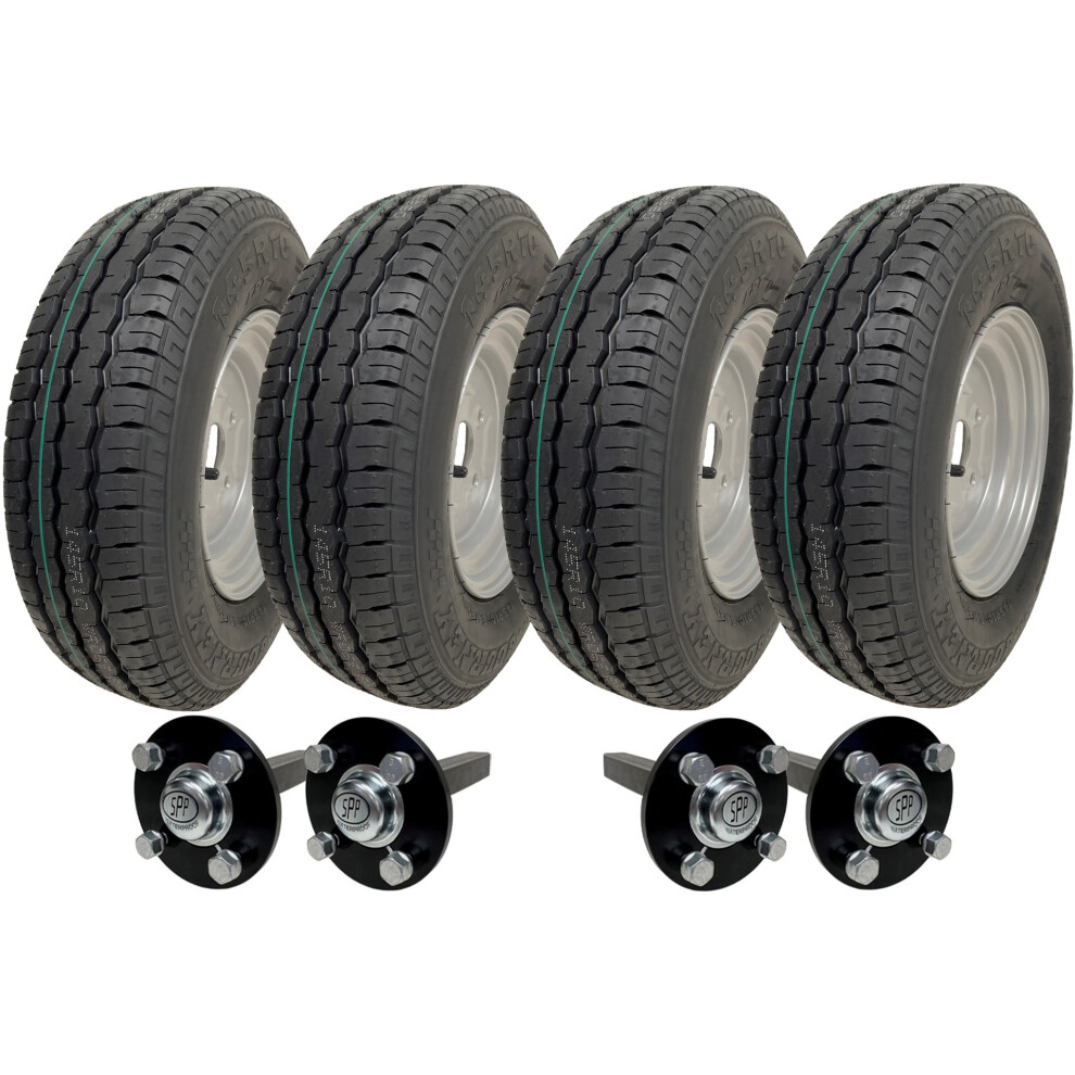 145R10 Twin Axle Trailer Kit High Speed Road Legal Wanda Wheels Hub & Stub Axles