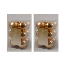 24 Gold Christmas Baubles Shatterproof Tree Decorations 6cm Gold