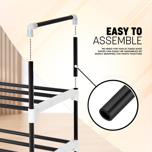 7 Tier Heavy Duty Metal Shoe Rack Quick Assembly No Tools Required Shoe Storage (Grey) 2
