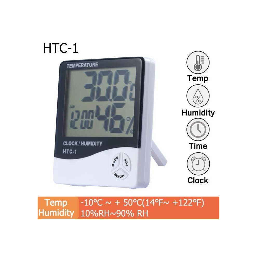 Htc-1 Digital LCD Thermometer Hygrometer Electronic Temperature Humidity Meter Weather Station Clock