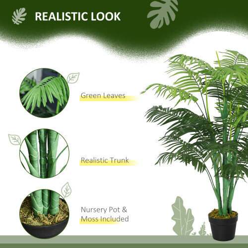 Outsunny Outsunny 125cm/4FT Artificial Palm Plant, Decorative Tree with Pot 2