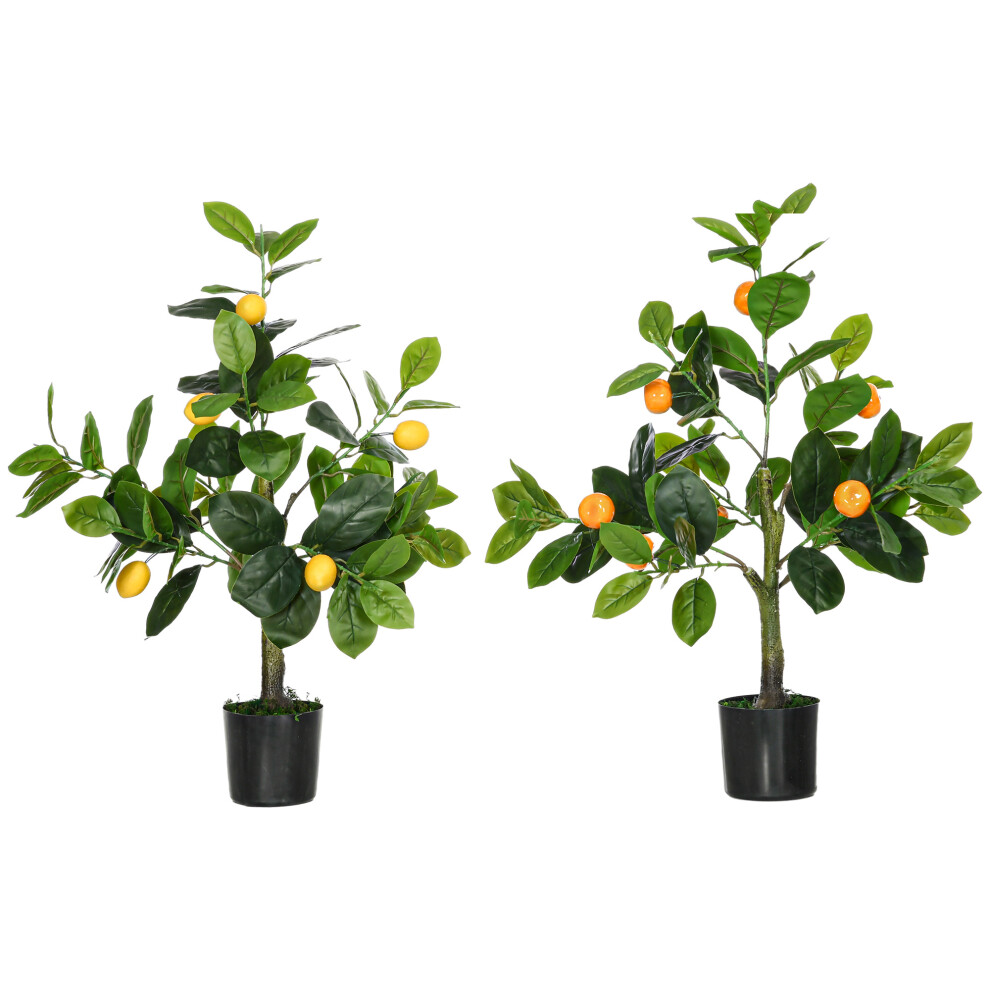 Set Of 2 Decorative Artificial Plants Lemon And Orange Tree Décor