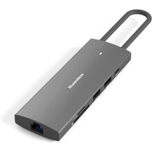 Gray-USB C Hub 9 in 1 Aluminum USB C Dock Station to 4K + USB+ RJ45 + + PD 100W 9 Port Adapter 9 in 1 Type C Hub