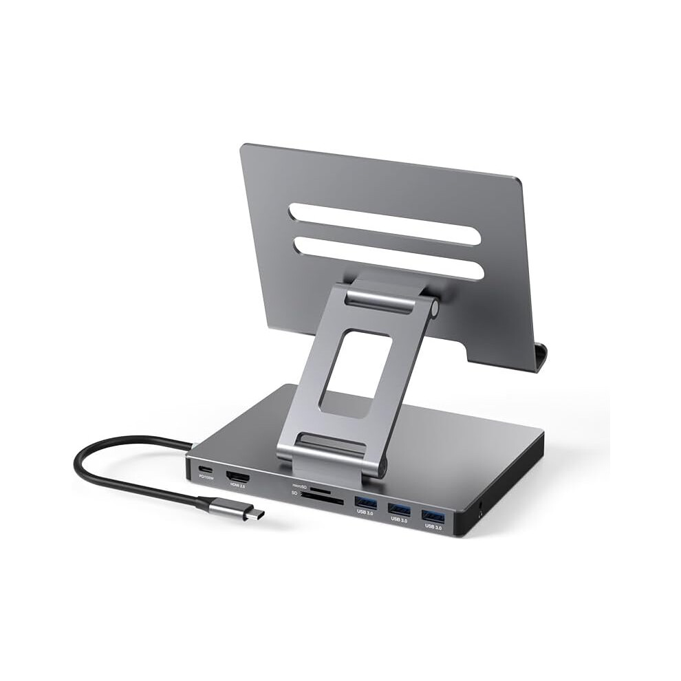 iPad Pro USB C Hub, Adapter for iPad Pro M4 M2 M1 13 12.9 11 Inch iPad Air Docking Station Foldable with 4K 60Hz HDMI, PD Charging, SD/TF Card Reader