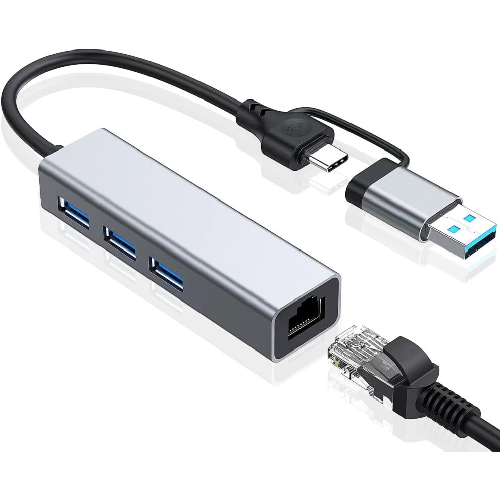 Usb To Ethernet Adapter, Vienon Usb 3.0 Hub With 1 Gigabit Rj45 Ethernet Port Network Usb Network Adapter With Usb C Adapter For Laptop 7386060759144