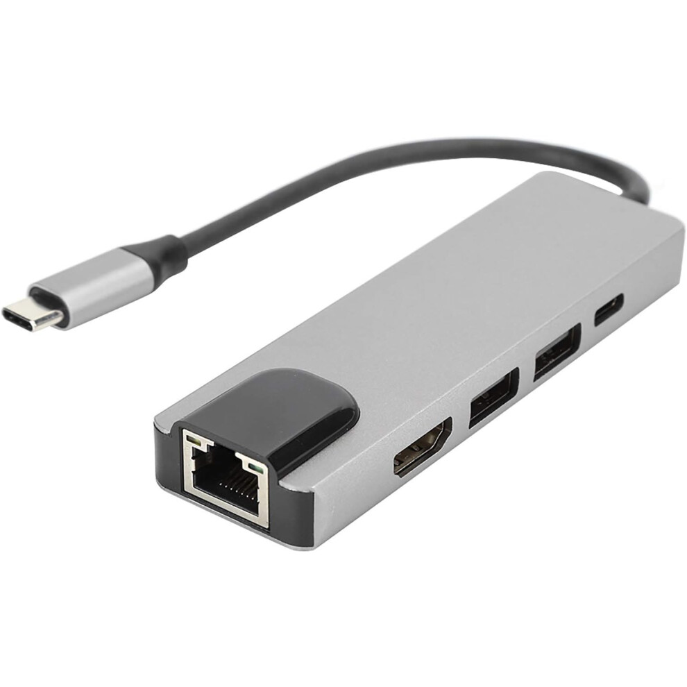 5 in 1 TypeC Hub to Hdmi Adapter TypeC to Gigabit Ethernet RJ45 Expansion Port USBC MultiDevice Connectivity Hub 4K for Electronic