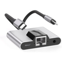 2 in 1 Lightning/Type-C to Ethernet Adapter for -Phone/-Pad 100 Gigabit Ethernet LAN Network Adapter, ï¼for I-S 12.0 Higherï¼