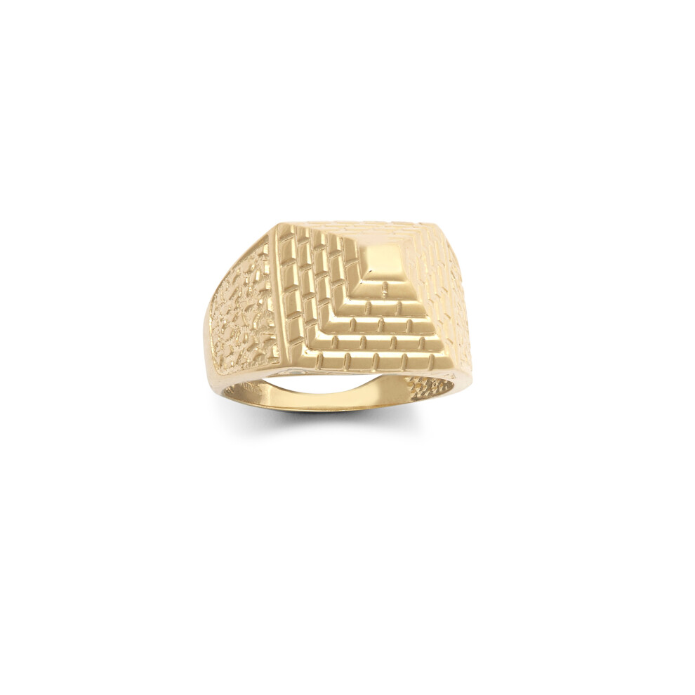 (C) Jewelco London Kids Solid 9ct Yellow Gold Egyptian Pyramid 10mm Signet Ring - JBR035