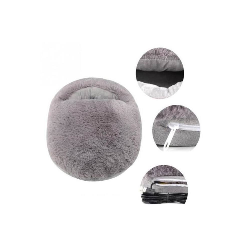 Gray Heated Blanket, Usb Electric Foot Warmer, Shoe Heating Mat, Office Slippers, Blanket - [E11648]