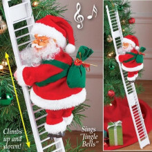 Cheap-Santa Climbing Ladder Electric Santa Claus Doll Christmas Tree Hanging Ornament Door Indoor Wall Decor - BL