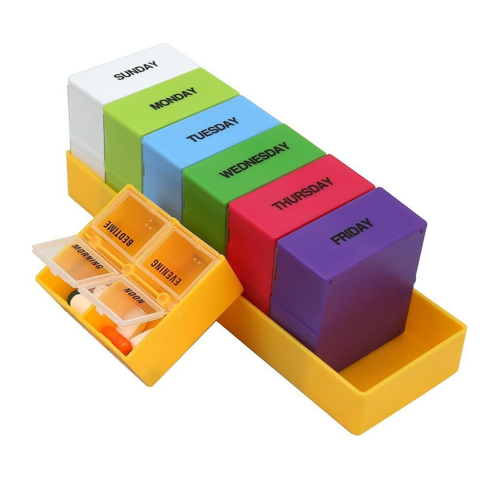 Xytgogo Weekly Pill Box, Larger Weekly 7 Day 4 Compartment Travel Pill Organizer