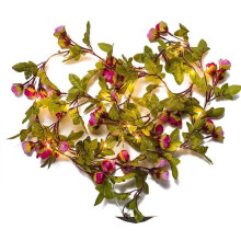 2.2M 25 LED Artificial Flower Vine Copper Wire Garland Silk Leaf Garland Light Garland