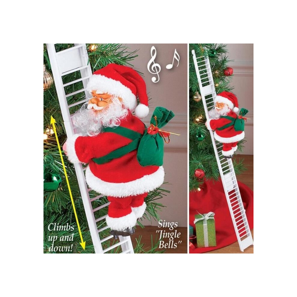 Qingque Santa Claus Ladder,Electric Climbing Santa Claus Electric Climbing Rope Ladder Hanging Outdoor Decoration Gifts Santa
