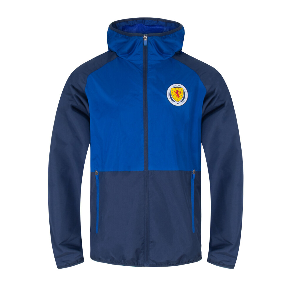 (Navy Blue, Medium) Scotland Jacket Shower Windbreaker Mens Adults OFFICIAL Football Gift