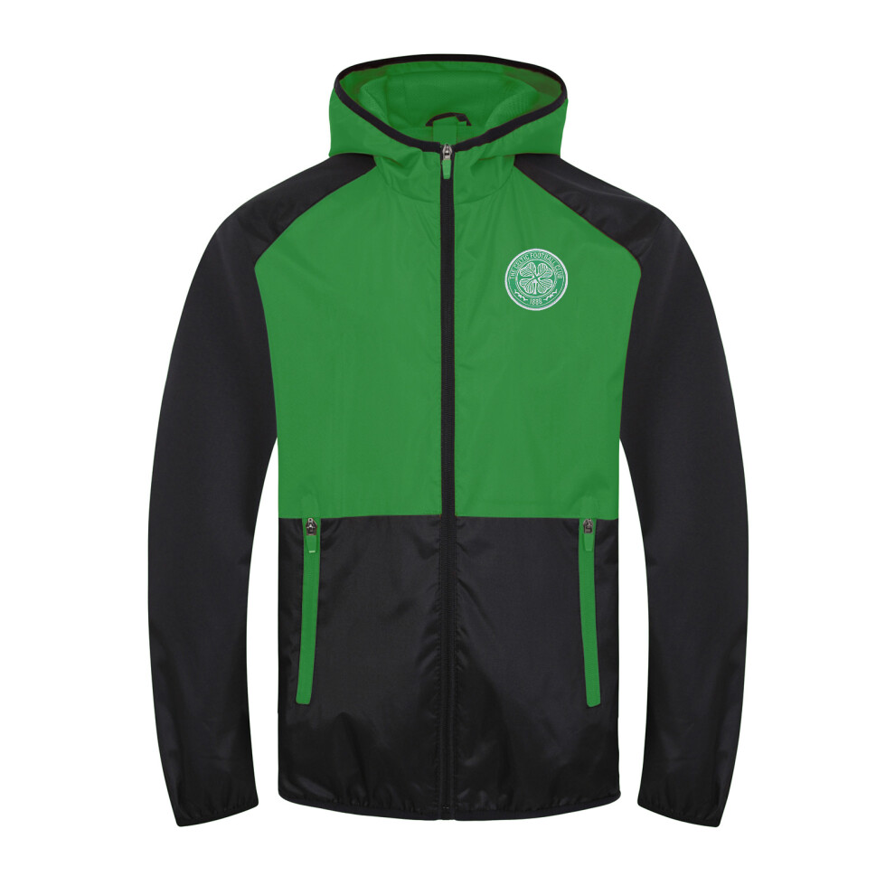 (Black Green, 6-7 Years) Celtic FC Official Football Gift Boys Half Zip Shower Jacket Windbreaker