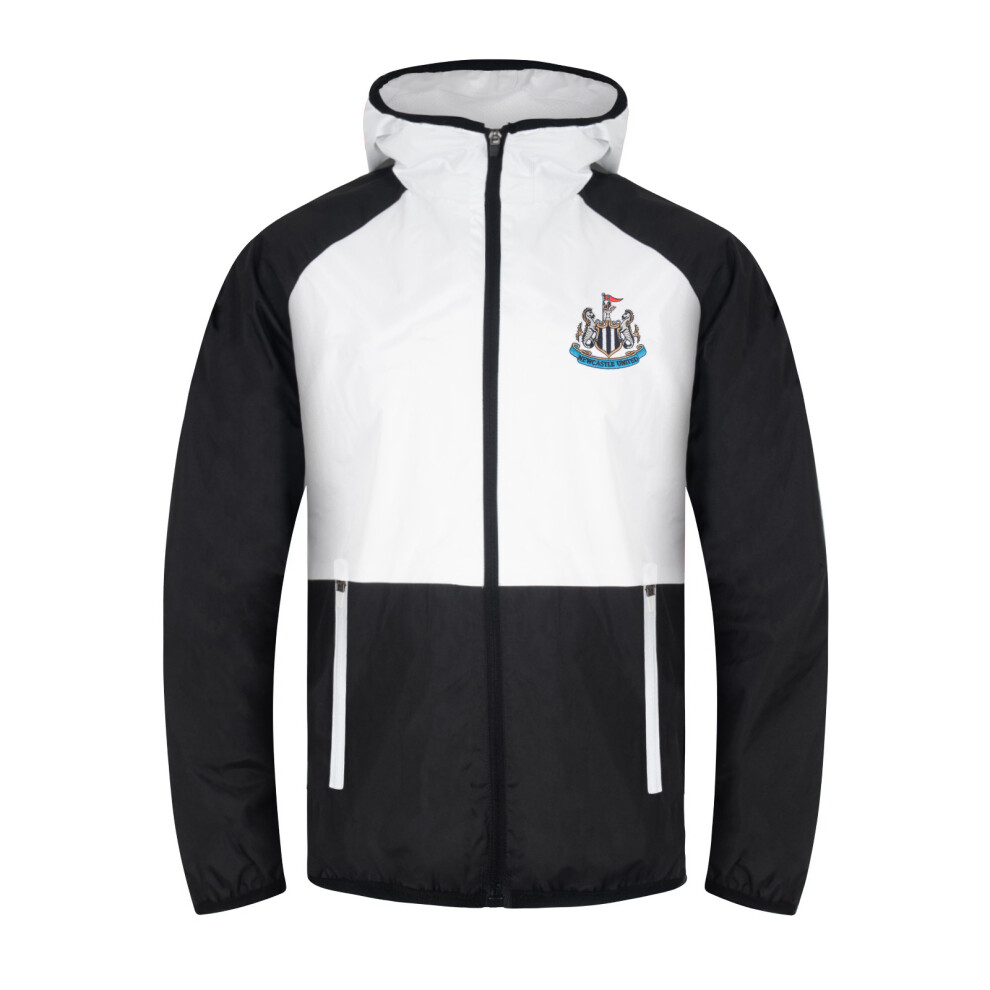 (Black/White, 3XL) Newcastle United Mens Jacket Shower Windbreaker OFFICIAL Football Gift