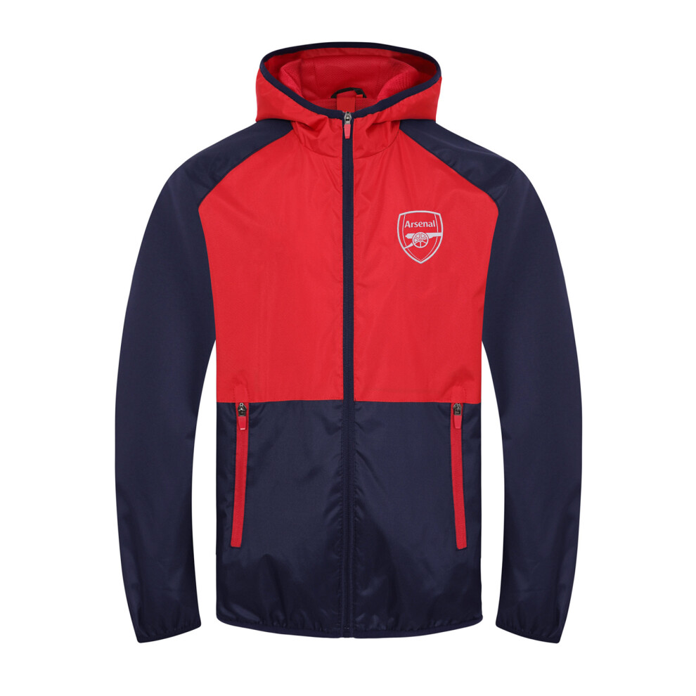 (Navy Blue, 8-9 Years) Arsenal FC Official Football Gift Boys Shower Jacket Windbreaker