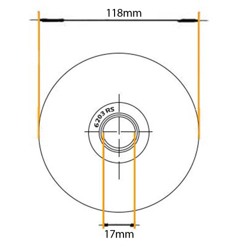 120 mm Vierkantrillenrad mit 1 Kugellager 2