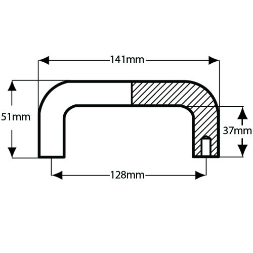 Aluminium-Brückengriff - 128mm Lochmitte - M6-Gewinde 1
