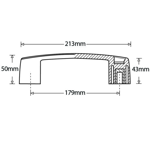 Nylon bridge handle - 179mm hole centre - M8 brass thread 1