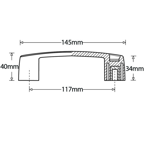 Brückengriff aus Nylon - 117mm Lochmitte - M6 Messinggewinde 1