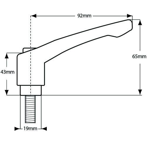 Klemmgriff M12x32 Außengewinde Zinkdruckguss 1