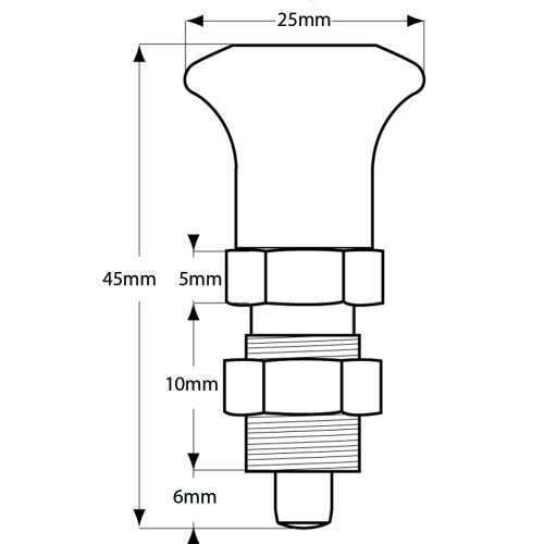 Geveerde indexplunjer M12x1,5 met steun 1