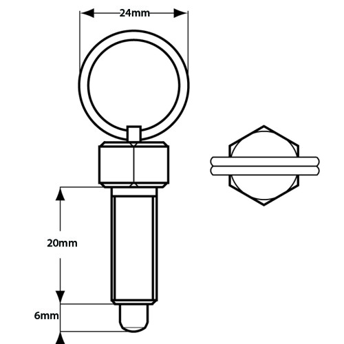 Federbelasteter Ringzugstößel M10 mit rostfreiem 6mm Stift 1