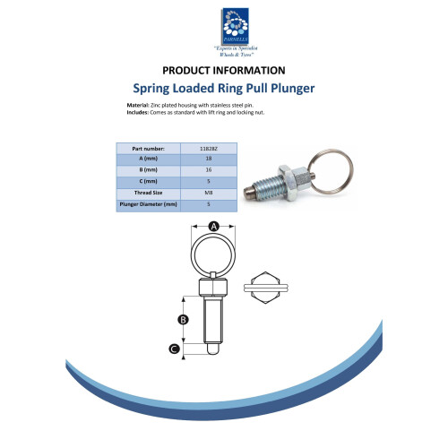 Federbelasteter Ringzugstößel M8 mit rostfreiem 5mm Stift 2