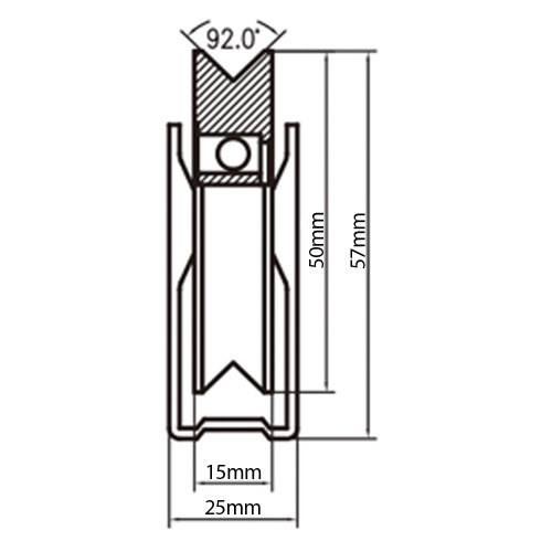 50mm V-groove wheel in bracket 1