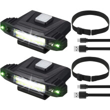 2 mini luces LED ultrabrillantes con clip para gorra, recargables por USB, con sensor de movimiento, impermeables.