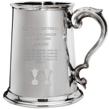 Glasgow RANGERS FC Scottish Division One & Premiership Titles 1 Pint Pewter Tankard Beer Mug Football Fan Trophies Memorabilia Mens Birthday Gifts