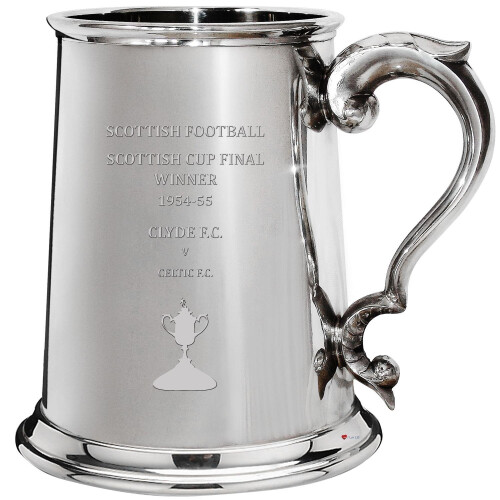 CLYDE 1954-55 Scottish Cup Final Winner 1 Pint Pewter Tankard Beer Mug Football Fan Trophies Memorabilia Mens Birthday Personalised Gifts
