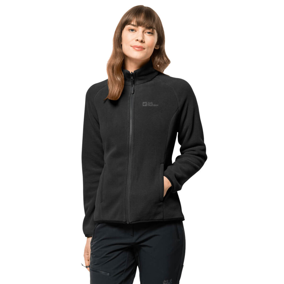 (M, Black) Jack Wolfskin Womens Moonrise Full Zip Warm Recycled Fleece Sweater
