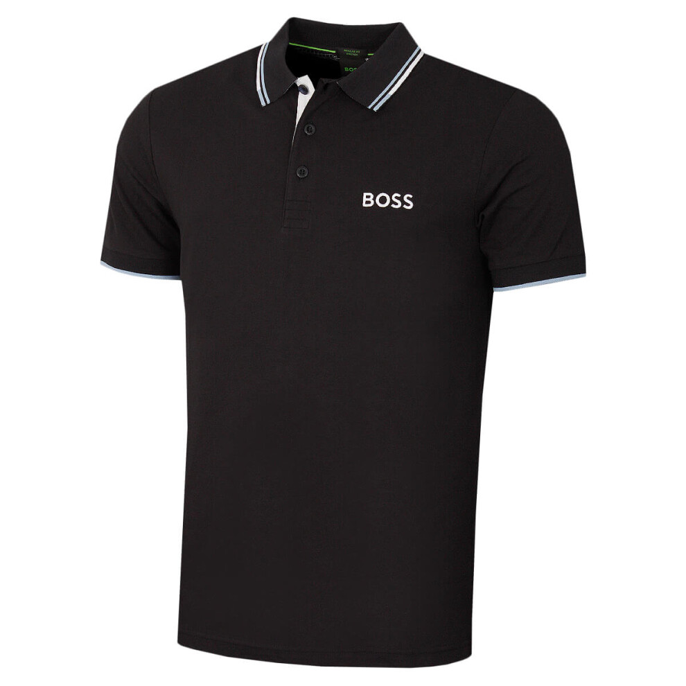 (M, Dark Blue) Hugo Boss Mens Paddy Pro Contrast Stripe Regular Fit Boss Logo Polo Shirt