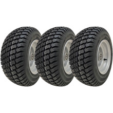 16x6.50-8 Grass Lawnmower Wheel 4ply P332 Tyre Steel Rim 25mm Bearing (Set of 3)