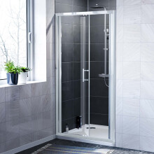 Nes Home Bi-Fold Shower Enclosure Door Chrome 6mm Tempered Glass 1000mm