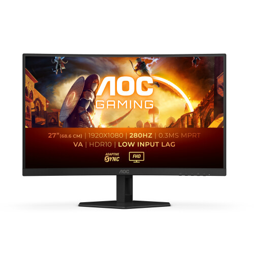 AOC Monitor curvo AOC Gaming C27G4ZXE - 27 polegadas FHD, 280 Hz, 1ms, HDR10, FreeSync Premium