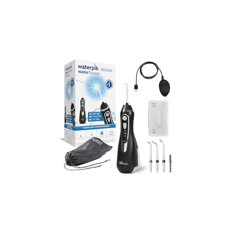Cordless Advanced Water Flosser WP-582UK, 3 Pressure Settings, USB Charger, Black - Portable Dental Plaque Removal Tool for Travel & Small Bathrooms