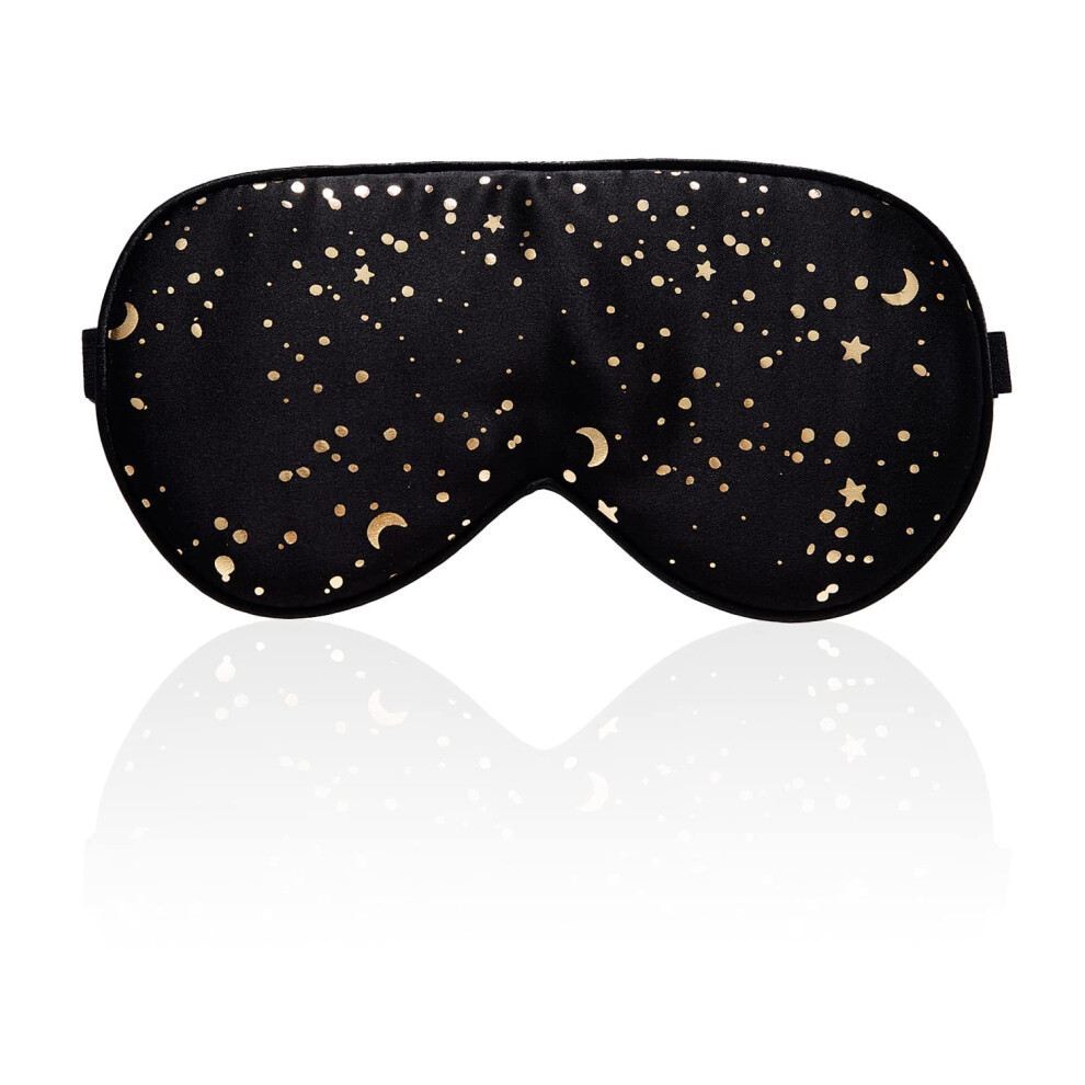 100% Silk Sleep mask with Adjustable Strap,Comfortable and Super Soft Eye mask Ultimate Sleeping aid,blindford Golden Moon