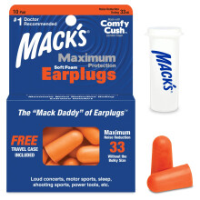 Mack's Maximum Protection Soft Foam Earplugs – 10 Pair, 33 dB Highest NRR – Comfortable Ear Plugs for Sleeping, Snoring, Loud Concerts,