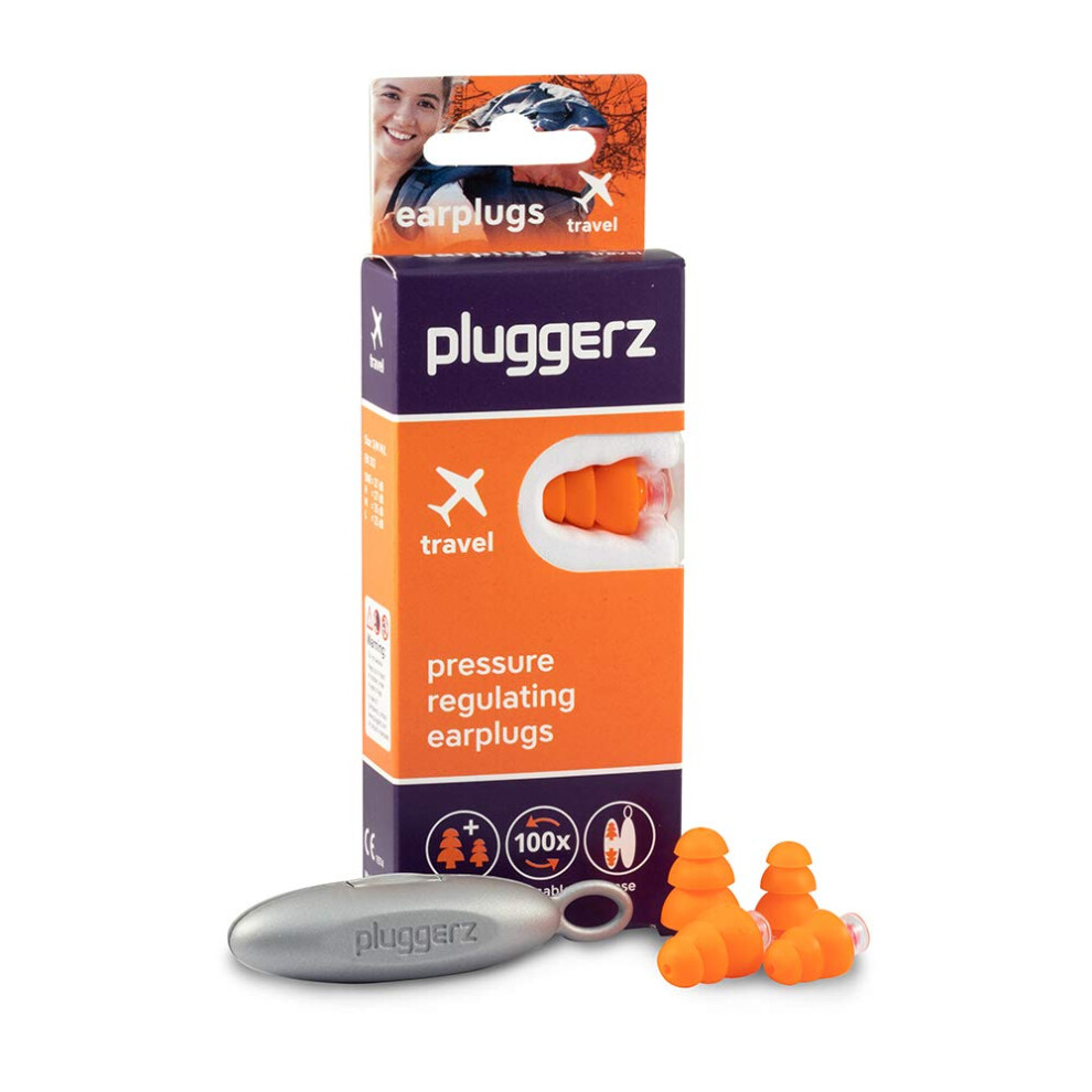 Earplugs Travel - 2 pairs (S/M M/L) - Reusable - Soft & comfortable - Filtered - 27 dB - Flying - Traveling - Reduces air pressure - Prevents ear pain
