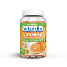 Vitamin C Gummies – 240 mg per Serving - 80 Chewable Gummies (40 Days' Supply); Orange Flavour – Gluten Free Gummy – for Kids & Adults
